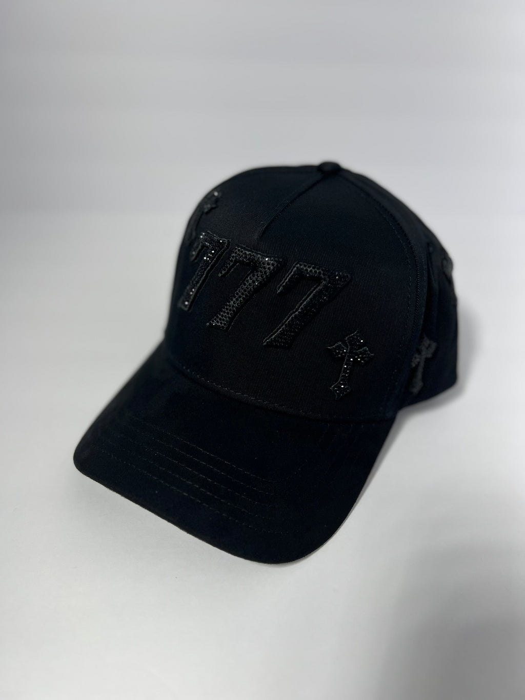 All black 777 with crosses and rhinestones